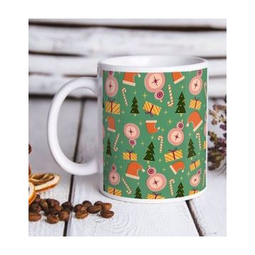 BK Gift Beyaz Yılbaşı Tasarımlı Kupa