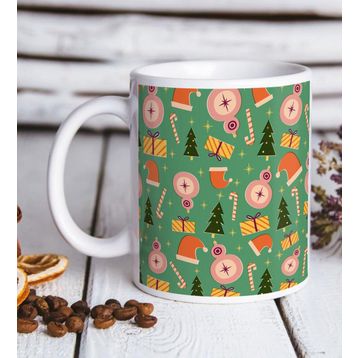 BK Gift Beyaz Yılbaşı Tasarımlı Kupa