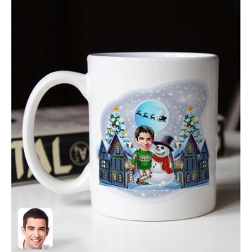 Bk Gift Kişiye Özel Erkek Yeni Yıl Karikatürlü 1 Beyaz Kupa Bardak
