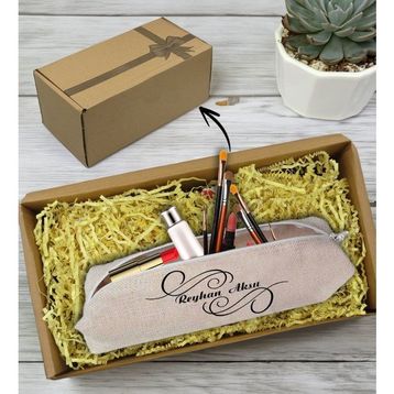 BK Gift Kişiye Özel Isimli Kalemlik Keten