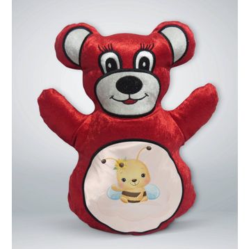 BK Gift Sevimli Arı 2 Tasarımlı Kırmızı Ayıcık Yastık