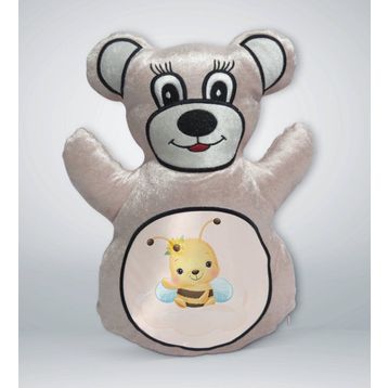 BK Gift Sevimli Arı 2 Tasarımlı Krem Ayıcık Yastık