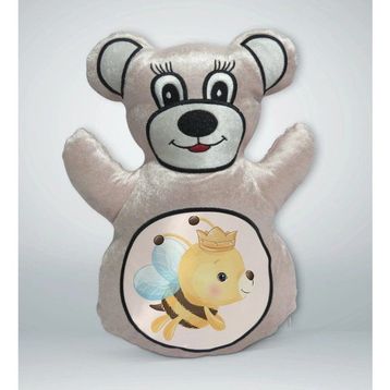 BK Gift Sevimli Arı Tasarımlı Krem Ayıcık Yastık
