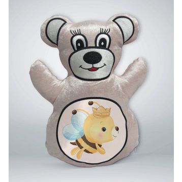 BK Gift Sevimli Arı Tasarımlı Krem Ayıcık Yastık