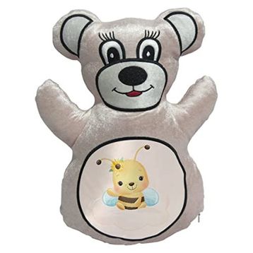 BK Gift Sevimli Arı Tasarımlı Krem Ayıcık Yastık