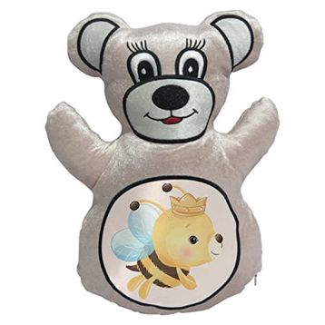 BK Gift Sevimli Arı Tasarımlı Krem Ayıcık Yastık
