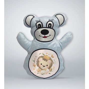 BK Gift Sevimli Aslan 2 Tasarımlı Mavi Ayıcık Yastık