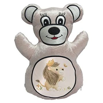 BK Gift Sevimli Aslan Tasarımlı Krem Ayıcık Yastık