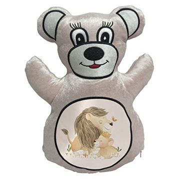 BK Gift Sevimli Aslan Tasarımlı Krem Ayıcık Yastık