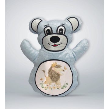 BK Gift Sevimli Aslan Tasarımlı Mavi Ayıcık Yastık