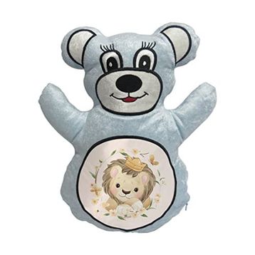 BK Gift Sevimli Aslan Tasarımlı Mavi Ayıcık Yastık
