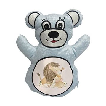 BK Gift Sevimli Aslan Tasarımlı Mavi Ayıcık Yastık