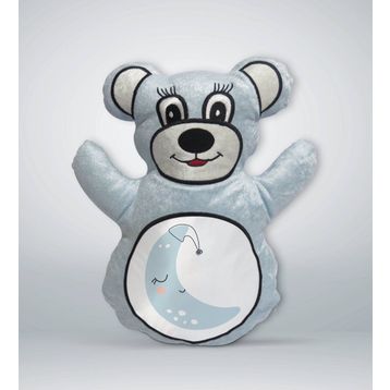 BK Gift Sevimli Ay 2 Tasarımlı Mavi Ayıcık Yastık