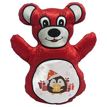 BK Gift Sevimli Penguen Tasarımlı Kırmızı Ayıcık Yastık