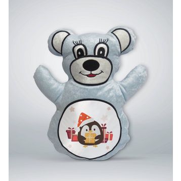 BK Gift Sevimli Penguen Tasarımlı Mavi Ayıcık Yastık