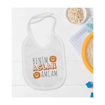 BK Kids Aslan Amcam Tasarımlı Beyaz Bebek Mama Önlüğü