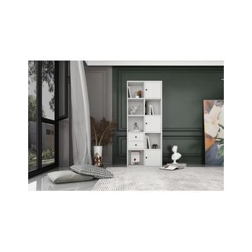BKConcep tKTP-1044-Ç 3 Kapaklı Çekmeceli Raflı 65 cm Beyaz Kitaplık