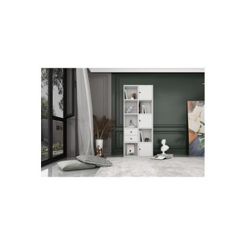 BKConcep tKTP-1044-Ç 3 Kapaklı Çekmeceli Raflı 65 cm Beyaz Kitaplık