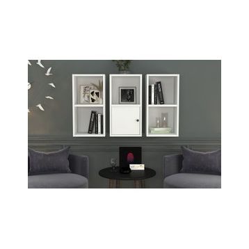 BKConcept DVR-1060-Ç Beyaz 100 cm Kitaplıklı Kapaklı Duvar Rafı
