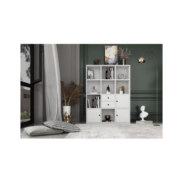 BKConcept KTP-1061-Ç 3 Kapaklı Çekmeceli Raflı 97 cm Beyaz Kitaplık