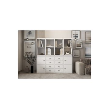 BKConcept KTP-1071-Ç 4 Kapaklı Çekmeceli Raflı 97 cm Beyaz Kitaplık