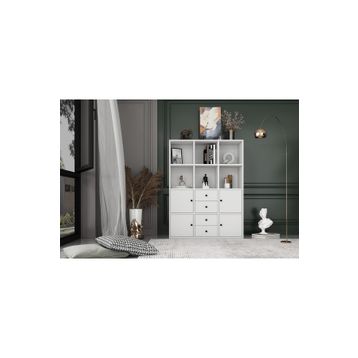 BKConcept KTP-1071-Ç 4 Kapaklı Çekmeceli Raflı 97 cm Beyaz Kitaplık