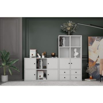 BKConcept KTP-1441-Ç 6 Kapaklı Çekmeceli 165 cm Beyaz Kitaplık