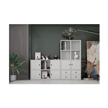 BKConcept KTP-1441-Ç 6 Kapaklı Çekmeceli 165 cm Beyaz Kitaplık