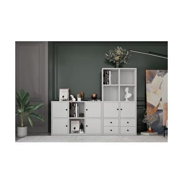 BKConcept KTP-1441-Ç 6 Kapaklı Çekmeceli 165 cm Beyaz Kitaplık