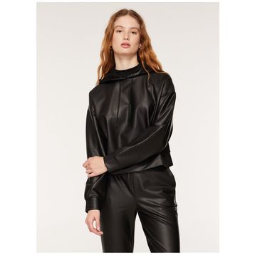 Black On Black B3WL-SWT36 Kapüşon Yaka Düz Siyah Kadın Sweatshirt