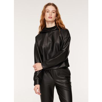 Black On Black B3WL-SWT36 Kapüşon Yaka Düz Siyah Kadın Sweatshirt