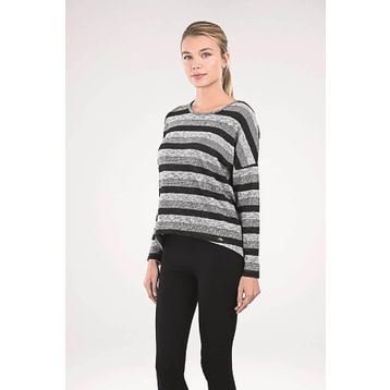 Blackspade 50080 Gri Melanj Çizgili Uzun Kol Kadın Sweatshirt