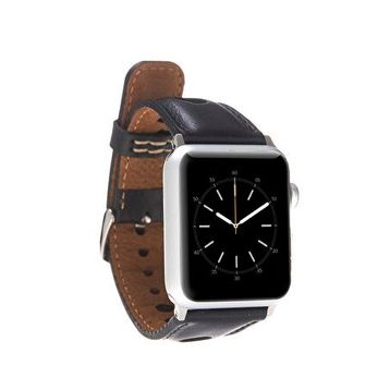 BloominBag Alpine Noir 44/45/46/49 mm Siyah Deri Apple Watch Akıllı Saat Kordon
