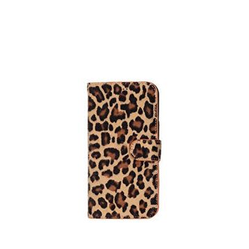 BloominBag Apple iPhone 16 Pro Max Kahverengi Bloomcase Leopard Sütlü Kahve Deri Cüzdanlı Telefon Kılıfı