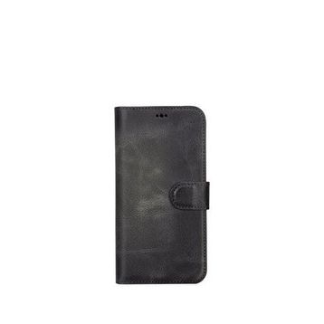 BloominBag Aurel Magna Sandy Stone Iphone 16 Pro Magsafe Uyumlu Wallet Case Siyah Gri Deri Telefon Kılıfı