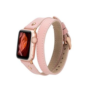 BloominBag Hector Double Tour Leathabloomband Gold Tokalı Double Tour Nude Pink Deri 44/45/46/49 mm Kadın Akıllı Saat Kordon