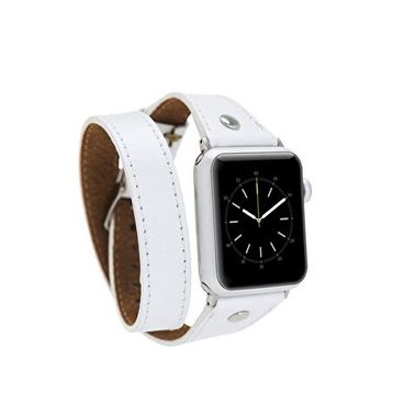 BloominBag Silver Tokalı Double Tour White Deri Apple Watch Akıllı Saat Kordon
