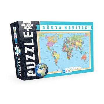 Blue Focus 200 Parça Dünya Haritası Puzzle