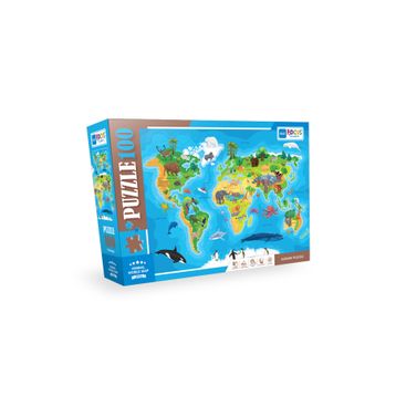 Blue Focus BF316 Animal World Map Hayvan Dünya Haritası 100 Parça Puzzle