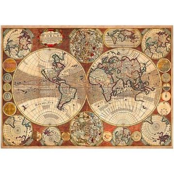 Blue Focus Old World Map Eski Dünya Haritası 1000 Parça Puzzle