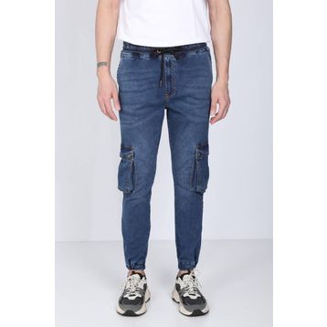 Blue White Erkek Koyu Mavi Kargo Cepli Jogger Pantolon