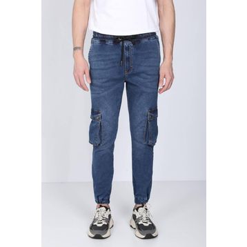 Blue White Erkek Koyu Mavi Kargo Cepli Jogger Pantolon