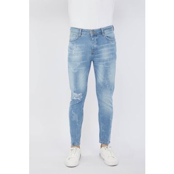 Blue White Erkek Skinny Ripped Açık Mavi Jean