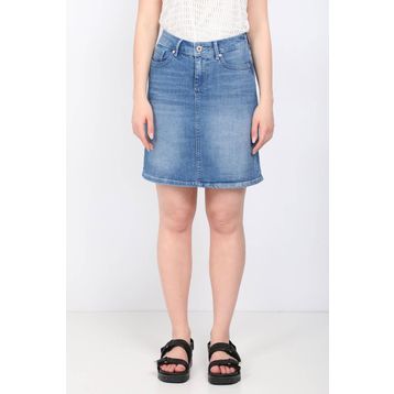 Blue White Kadın Açık Mavi Jean Midi Etek