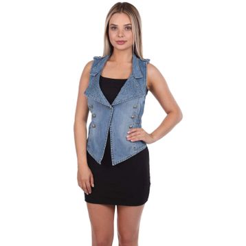 Blue White Kadın Taşlı Slim Fit Yelek