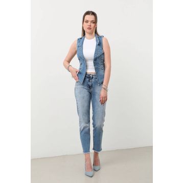 Blue White Kadın Taşlı Slim Fit Yelek