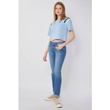 Blue White Mavi Düşük Bel Kadın Jean Pantolon