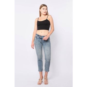 Blue White Mavi Düşük Bel Kadın Jean Pantolon
