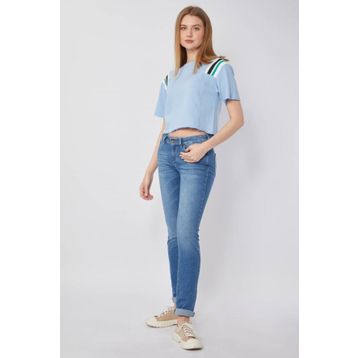 Blue White Mavi Düşük Bel Kadın Jean Pantolon