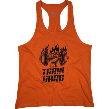 Bluu 4109 Turuncu Fitness Gym Tank Top Erkek Sporcu Atleti